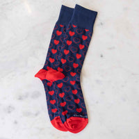 Men's Heart Socks   Navy/Red  O/S - ON SALE!!!