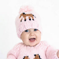 Hand Knit Pony Beanie Hat / Blush / Baby & Kids