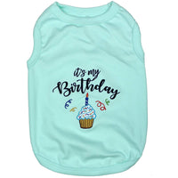 its my birthday dog shirt embroidered light turquoise blue
