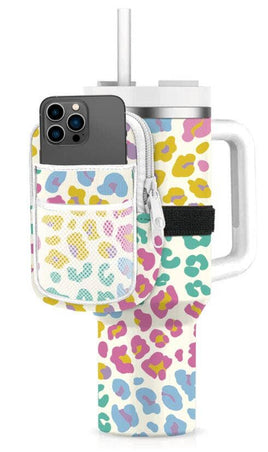 Tumbler Backpack Pouch Belt Bag- Pastel Leopard