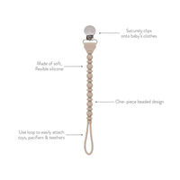 Sweetie Strap™ - Silicone One-Piece Pacifier Clips - Beaded / Pink or Neutral Toast