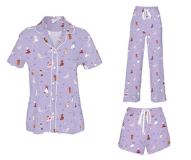 Cattitude Pajamas - Purple Cat Print Pajamas For Women - Lavender