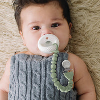 Sweetie Strap™ - Silicone One-Piece Pacifier Clips - Beaded / Pink or Neutral Toast