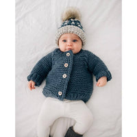 Baby & Toddler - Handknit Cardigan Sweater - Slate Blue