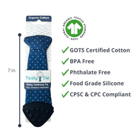 Tasty Tie Teether, Crinkle Toy Baby Teether - Blue Dot