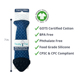 Tasty Tie Teether, Crinkle Toy Baby Teether - Blue Dot