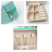 Small Square Portable Travel Jewelry Organizer / Vegan PU Leather