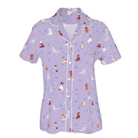 Cattitude Pajamas - Purple Cat Print Pajamas For Women - Lavender
