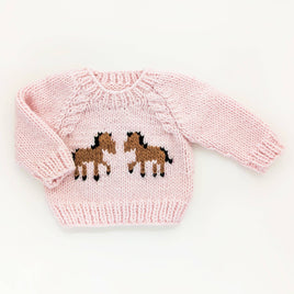 Handknit Pony Sweater in Blush - Baby & Toddler