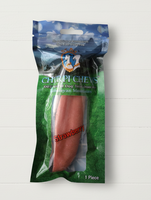 Packaged strawberry-flavored chew treat for pets on a white background