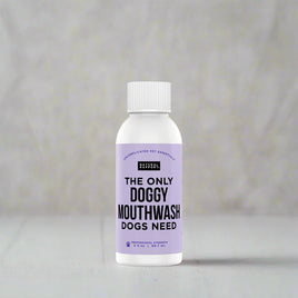 bottle of doggy mouthwash called The Only Doggie Mouthwash Dogs Need