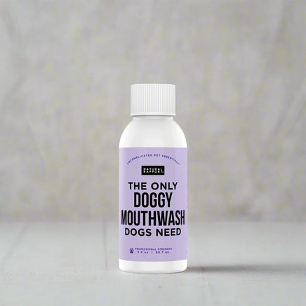 bottle of doggy mouthwash called The Only Doggie Mouthwash Dogs Need