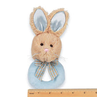 Lil' Bunny Tail Ring Baby Rattle - Hand Sewn Baby Rattle / Blue