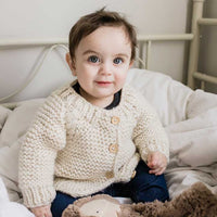 Handknit Cardigan Sweater -  Natural Garter Stitch  - Baby & Toddler