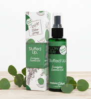 Stuffed Up Eucalyptus Essential Oil Pillow Spray bottle and packaging on a white background