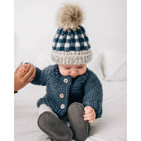 Baby & Toddler - Handknit Cardigan Sweater - Slate Blue