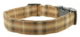 Customizable Pet Collar -  Brown Plaid - Dog Collar
