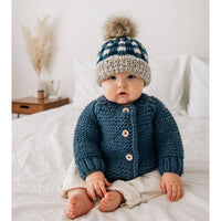 Baby & Toddler - Handknit Cardigan Sweater - Slate Blue