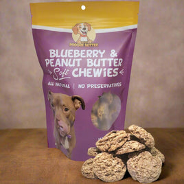 all natural peanut butter and blueberry dog treats soft and chewy by poochie butter 8 oz