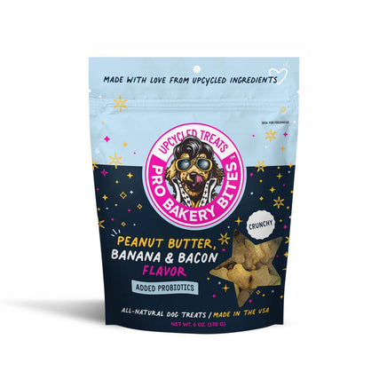 Dog treat package with 'Pro Bakery Bites' branding on a white background