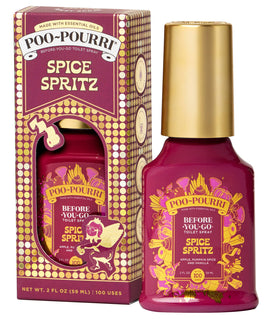 Poo-Pourri Spice Spritz bottle and packaging on a white background