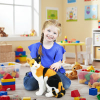realistic calico cat stuffed plush toy