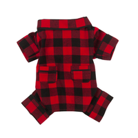 Red and black checkered dog coat on a white background