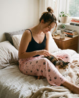 Womens Pajamas PJ Pants Kitty Cat Whiskers - Pink