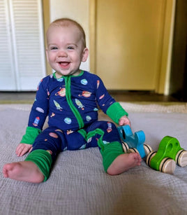 Baby Bamboo Pajamas - Beyond Space Print - 2 Way Zipper