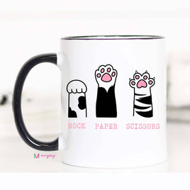 funny rock paper scissors cat lovers coffee mug 15 oz