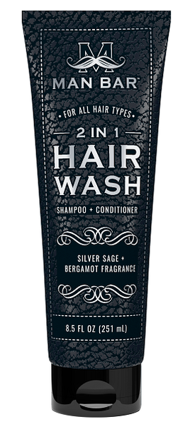 Man Bar 2-in-1 hair wash tube on a white background