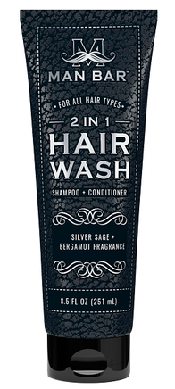 Man Bar 2-in-1 hair wash tube on a white background