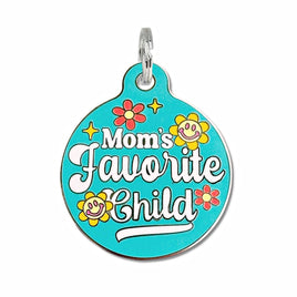 Pet ID Tag - QR Code - Dog Tag / Moms Favorite Child - Blue