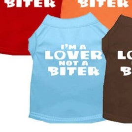 Dog Tee Shirt Cotton / Poly Blend that says I'm a lover not a biter