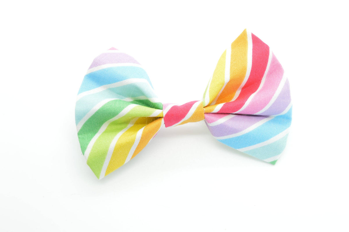 Pet Bow Tie - Rainbow Stripes - Velcro| Bones and Rattles Boutique