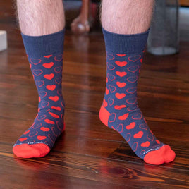 Men's Heart Socks   Navy/Red  O/S - ON SALE!!!