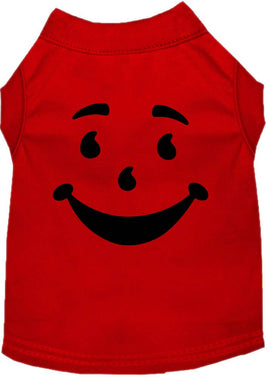 Dog Tee Shirt / Screen Printed Dog Shirt / Happy Face - Red
