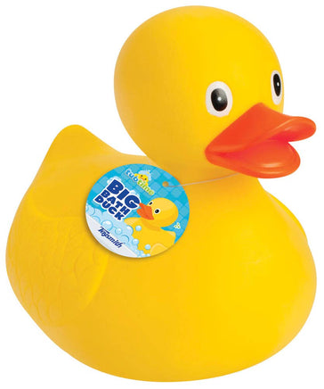 jumbo sized 8.5" rubber ducky in the traditional happy yellow color