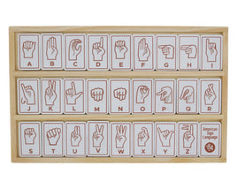 kids sign language wooden alphabet tiles set