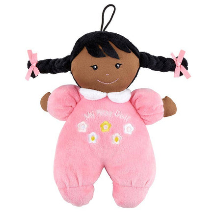 Pink Rattle Doll My 1st Baby Doll Rattle - Dark Hair / Pink| Bones and Rattles Boutique