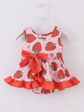 baby girls strawberry ruffle romper on sale