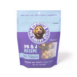 Soft and chewy dog treat by Ag Alchemy Peanut butter and blueberry jelly recipe. made in the usa and has added probiotics