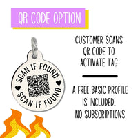 Pet ID Tag with engraved QR Code / I Put the Hunk in Chunk - Black